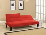 Red Microfiber Split Back Adjustable Back Klik Klak Sofa Futon Bed Sleeper