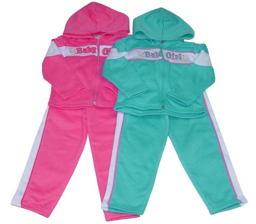 Girls' Hooded Fleece Set with "Baby Girl" Embroidery