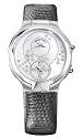 Philip Stein Teslar Womens Black Lizard Strap Mother of Pearl Diamond Dial Dual Time Watch 6-SCDMOP-ZB