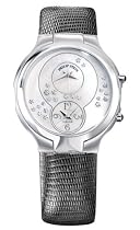 Philip Stein Teslar Womens Black Lizard Strap Mother of Pearl Diamond Dial Dual Time Watch 6-SCDMOP-ZB