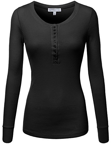 FPT Womens Long Sleeve Crewneck Thermal Henley T-Shirt