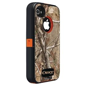OtterBox APL2-I4SUN-H4-E4RT1 Defender Realtree Series Hybrid Case and Holster for iPhone 4 and 4S, Retail Packaging (Blaze Orange/AP Camo Pattern)