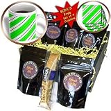 Janna Salak Designs Prints and Patterns Green and White Diagonal Stripe with Black Pinstripe Coffee Gift Baskets Coffee Gift Basket