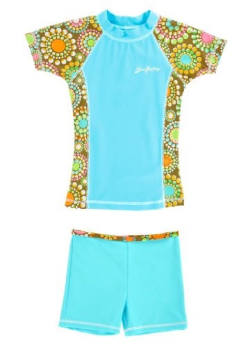 Girls UV Sun Protective Moka Dots or Lolly Spot Ritted Rash Set (UPF 50+)