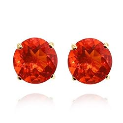 14k Yellow Gold 6mm Fire Opal 4-Prong Stud Earrings