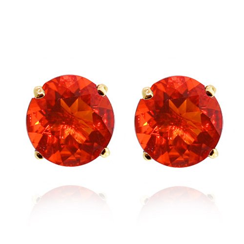 14k Yellow Gold 6mm Fire Opal 4-Prong Stud Earrings