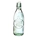 Amici Home Water Tap Glass Bottle | 34 Oz | Water Bottle with Airtight Swing Top Lid for Water, Milk, Juice, Iced Tea | Italian Made, Recycled Glass with Green Tint (Set of 2)