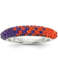 Sterling Silver Swarovski Elements Clemson Spirit Domed Ring