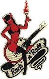Best Price Novelty Iron on - Angels & Devils Devil Girl on Guitar Sexy Woman Rock 'N Roll Logo Patch