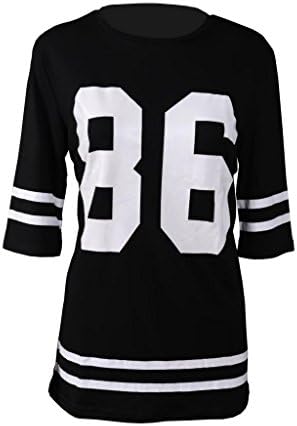Sillan Women's Summer Celebrity Oversized Baseball T Shirt Loose Sports Blouse X-Large Black
