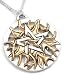 Silver-Tone and Gold-Plated Pewter Magical Fire Pentagram of Flame Pendant Necklace