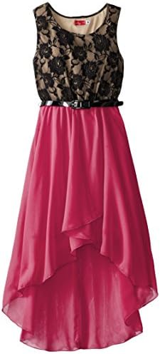 Ruby Rox Big Girls' Girls Hi Low Chiffon and Lace Dress