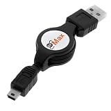 GTMax USB 2.0 A to Mini-USB B 5-Pin Retractable Cable for Canon PowerShot SD950 IS / PowerShot SD890 IS / PowerShot SD880 IS / PowerShot SD790 IS / PowerShot SD870 IS / PowerShot SD770 IS / PowerShot SD1100 IS / PowerShot SD750 / PowerShot SD850 IS / PowerShot A720 IS / PowerShot A2000 IS / PowerShot A1000 IS / PowerShot A590 IS / PowerShot A580 / PowerShot A470 / PowerShot E1