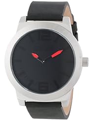 Kenneth Cole REACTION Unisex RK1283 Street Collection Black Dial Red Hand Details Watch