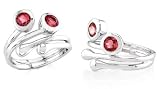 Round Cut Garnet Toe/Pinky Ring Sterling Silver