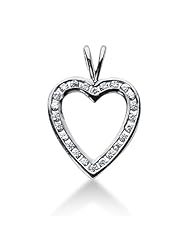 14K Gold Channel set Diamond Heart Pendant (0.72 cttw, F - G Color, SI2 Clarity)