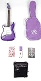 SX GRE1K LH CPP + GA 1565 STCAD Left Handed Purple Extended Electric Guitar Package w/Carry Bag, Instructional DVD, Amp and Strap