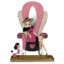 French Lady w/poodle & Chair Cell Phone Holder / Earring Organizer - Pink