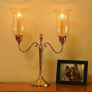 Double Arm Hurricane Candelabra Brass
