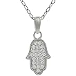 Sterling Silver Cubic Zirconia Micropave Hamsa Hand Necklace