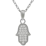 Tressa Sterling Silver Cubic Zirconia Micropave Hamsa Hand Necklace