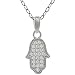Tressa Sterling Silver Cubic Zirconia Micropave Hamsa Hand Necklace