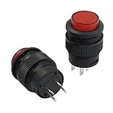 SODIAL(R)2個 4端子 レッドLEDランプ モーメンタリ プッシュボタンスイッチ DC 3V