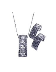 Nickel Free Sterling Silver Pendant & Earring Sets Drop Down Hanging CZ Set
