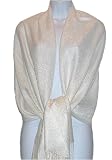 70% Pashmina 30% Silk Paisley Self-Design Shawl / Wrap / Stole - Ivory (Buy 2 - Get FREE SHIPPING !)