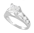 Sterling Silver Square Cut Ring with CZ Accents