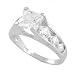 Sterling Silver Square Cut Ring with CZ Accents