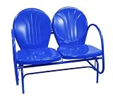 Fun and Funky Electric Blue Retro Tulip Outdoor Patio Double Glider Chair