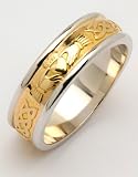 14K Two Tone Corrib Claddagh Wedding Band