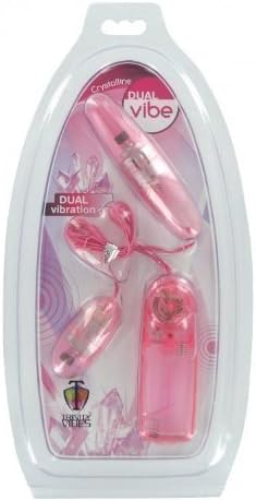 Crystalline Dual Bullets Super Charged Adjustable Vibration Speeds Toy Pink Color and 0.65 Oz Lube