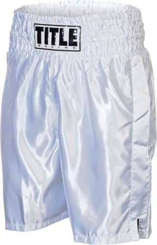 TITLE Classic Stock Boxing Trunks, White, Small