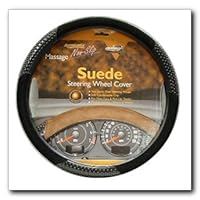 Suede Massage Steering Wheel Cover, Black (54-6384)