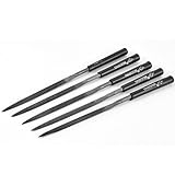 uxcell　ニードルヤスリ　ニードルファイル　グラス　ストーン　メタル　ダイヤモンドコート　カービング　ブラック　180 x 5mm　5本入り