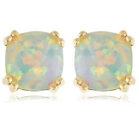10k Yellow Gold, October Birthstone, Created Opal Earrings by Amazon.com Collection