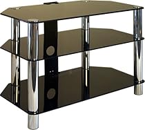 Centurion GT3 Black Premium Contemporary Design Flat Screen 15"-37" Glass Stand