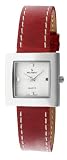 Peugeot Women's 315RD Silver-Tone Red Leather Strap Watch