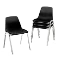 Stackaways Seating Shell Chairs- Black/ Chrome(Set of 4)