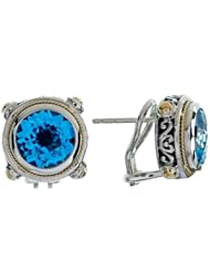 Balissima By Effy Collection Sterling Silver and 18k Yellow Gold Blue Topaz Earrings