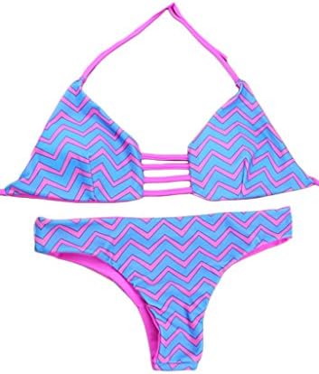 CNYY Womens Vintage Wave Pattern Bandage Swimsuit Bikini