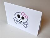 Pink Bow Skull and Crossbones Note Cards