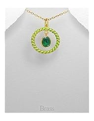 Colored Enamel Pendant Necklace In Brass