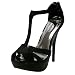 Black Glitter High Heel Platform Strappy Pumps Shoe Size 7