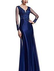 A-line V-neck Sequined Lace Cocktail Floor Length Natural   Waistline Bubble Dress Polyester/Rayon/Silk Evening Dress/Homecoming Dress/Pageant Dress/Prom Dress/Party Dress/Wedding Dress 