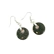Green Moss Agate Gemstone Donut Dangle Earrings, 35mm