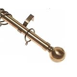 Brushed Antique Brass Steelworks Metal Extendable Curtain Pole 180cm To 340cm With Ball Finials
