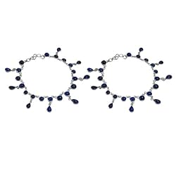 Sterling Silver Anklet Gemstone Body Jewelry 9.25 Inches